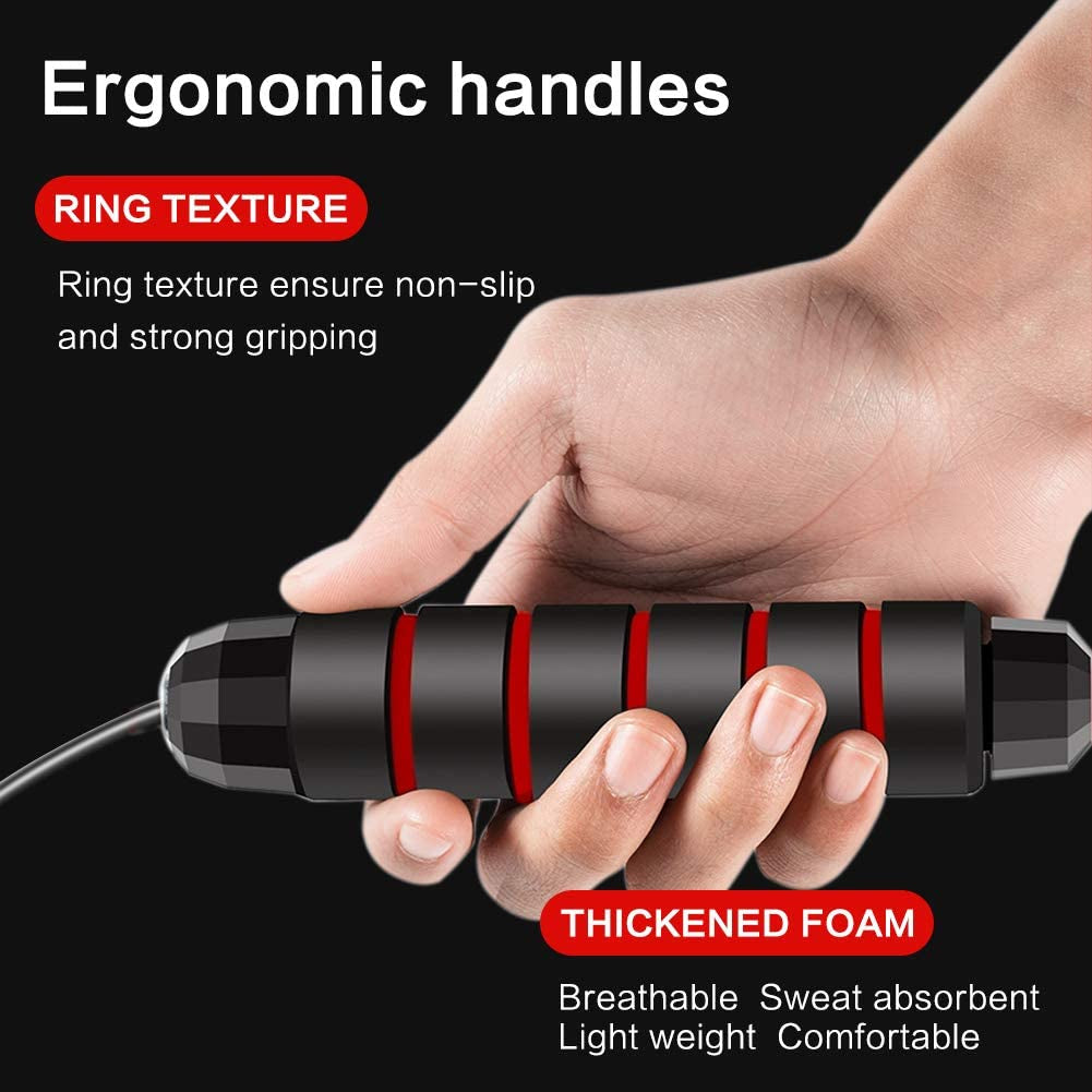 Tangle-Free Jump Rope Set - Adjustable Speed Skipping Ropes with Memory Foam Handles for Men, Women & Kids - 2 Pack