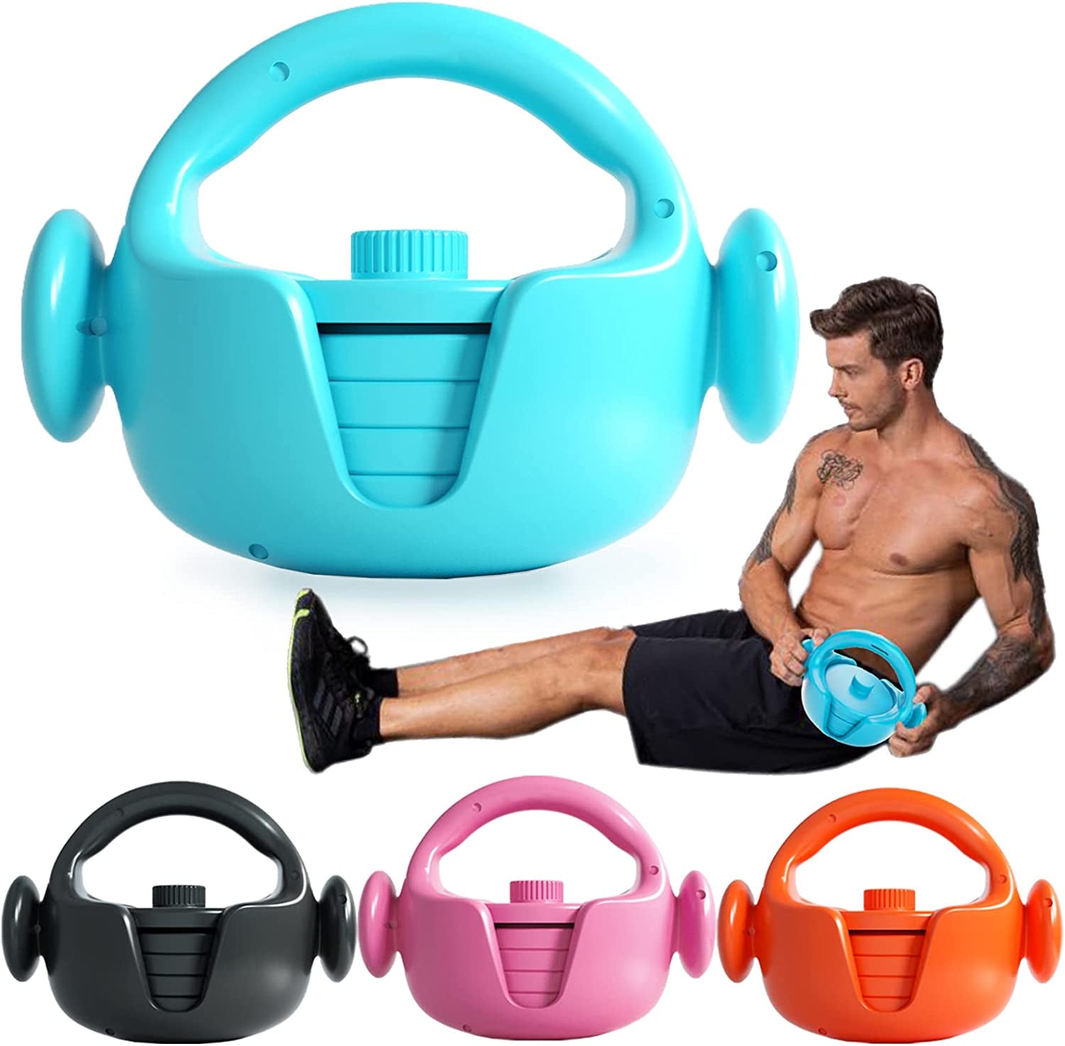 Adjustable Kettlebell Set with Three Grips - 5lbs, 8lbs, 12lbs, 15lbs for Strength Training & Full-Body Workouts - Perfect for Home or Gym - Blue