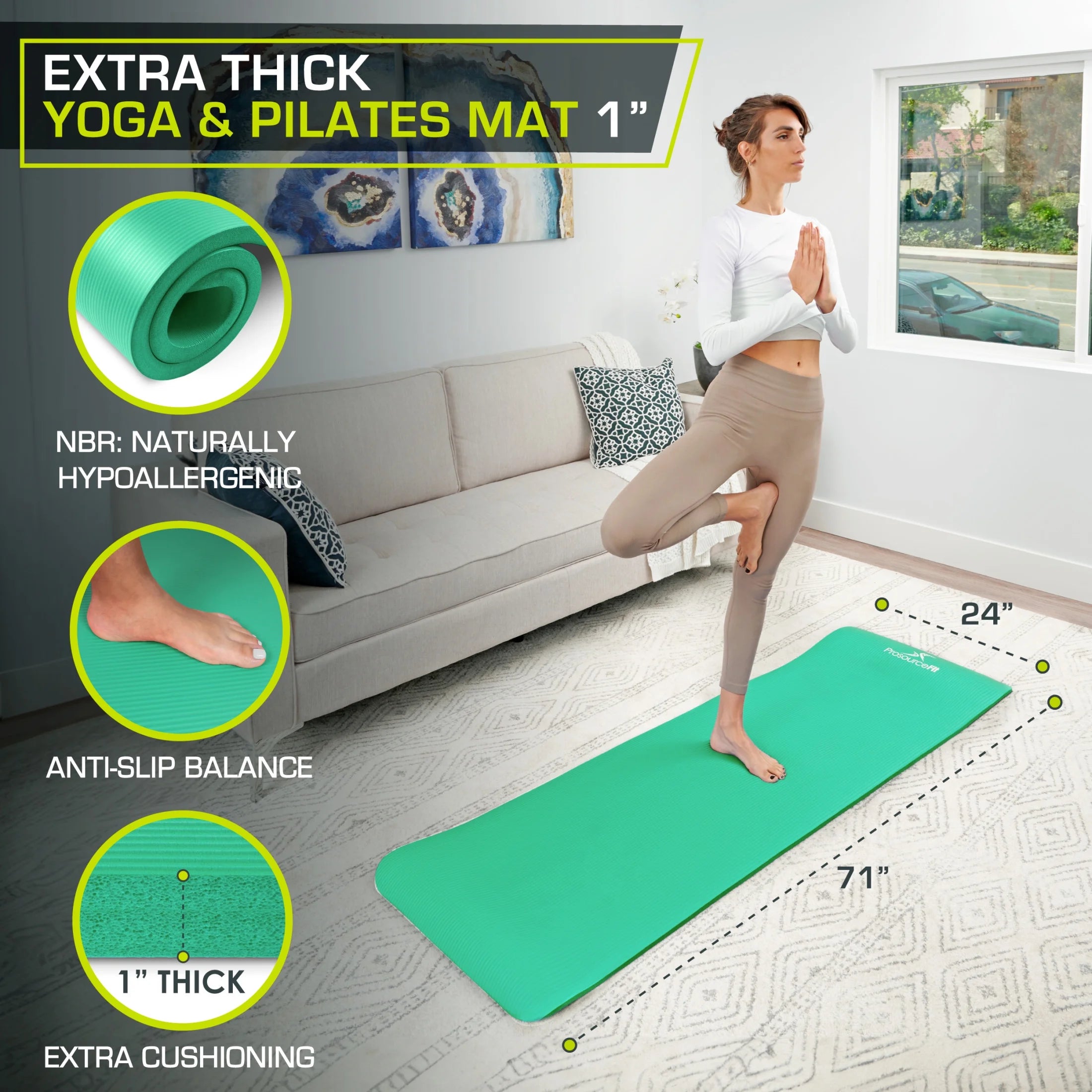 Premium Extra Thick Yoga & Pilates Mat - Choose 1/2-Inch or 1-Inch for Ultimate Comfort and Support