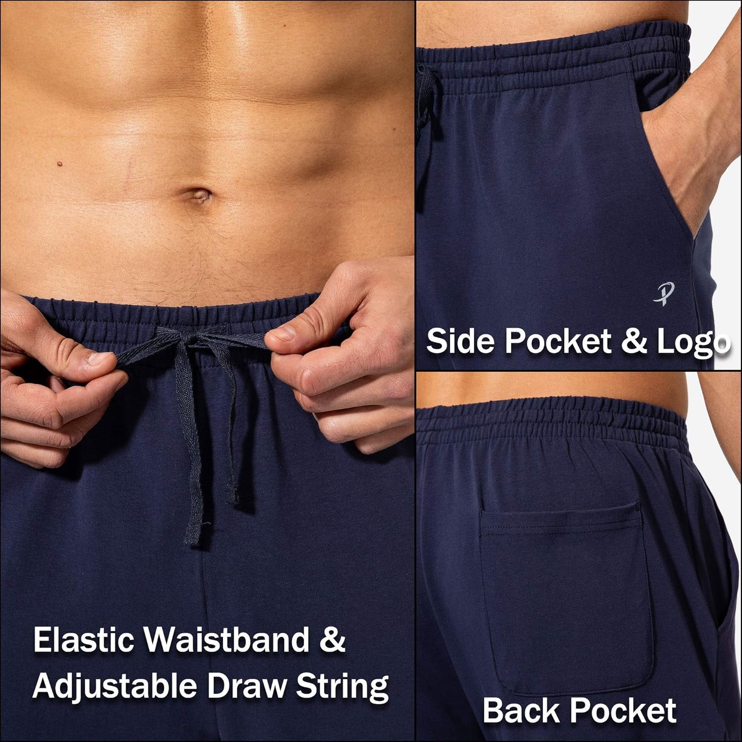 Men's Athletic Cotton Yoga Sweatpants - Casual Lounge Pants with Pockets