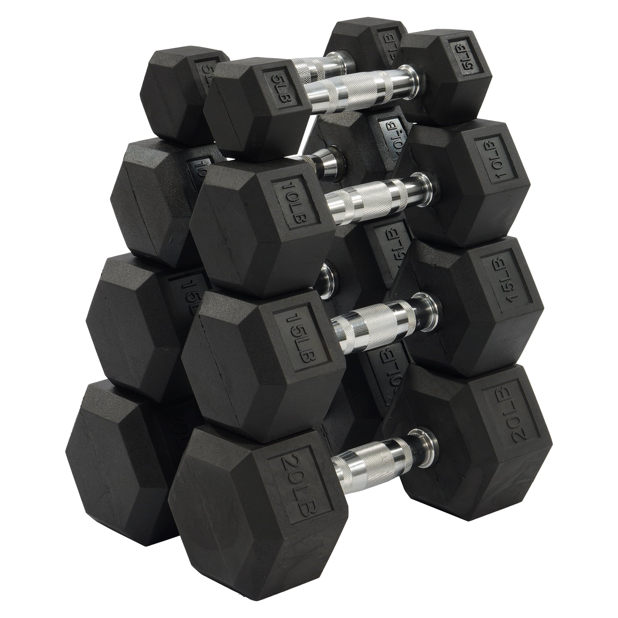 Dumbbell Set, Pairs of 5 Lb, 10 Lb, 15 Lb, and 20 Lb