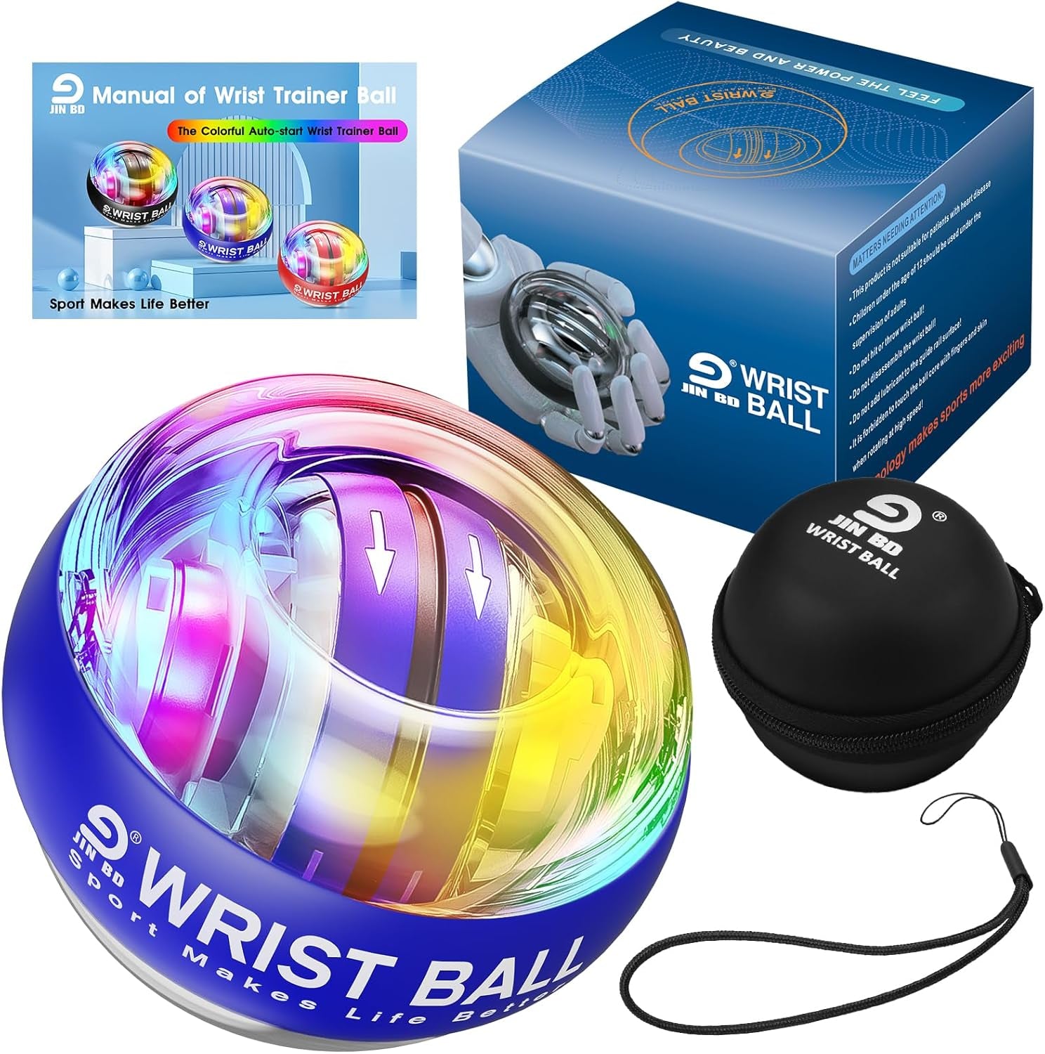 Wrist Trainer Ball Auto-Start Gyroscopic Forearm Exerciser Gyro Ball for Strengthen Arms, Fingers, Grip and Muscles