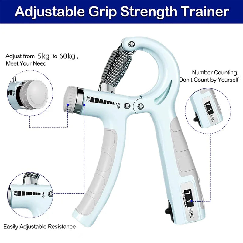 Adjustable 5-60Kg Hand Grip Strengthener with Counter - Ultimate Forearm and Wrist Exerciser for Muscle Building
