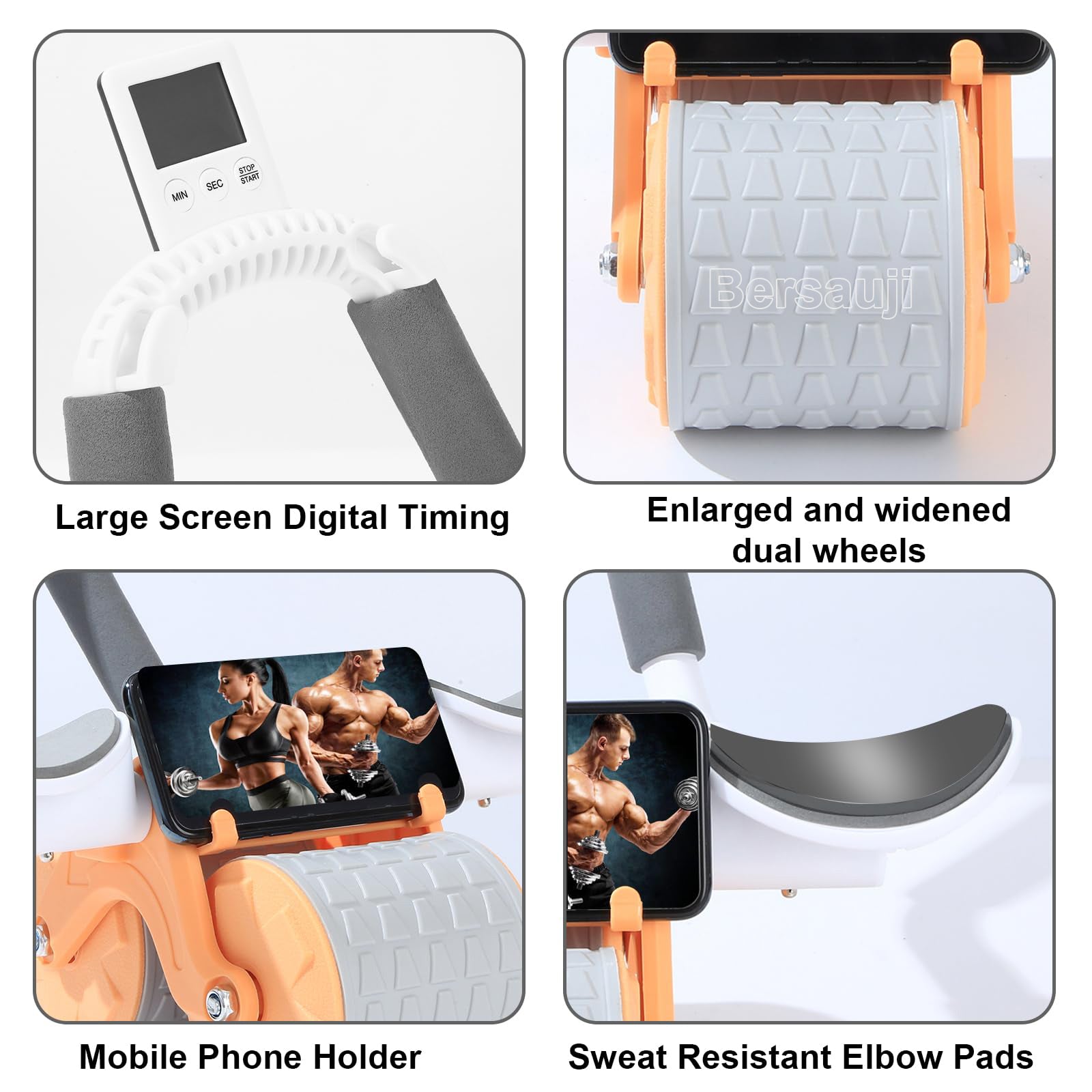 2025 Smart Ab Roller with Timer & Elbow Support - Automatic Rebound Core Workout Equipment