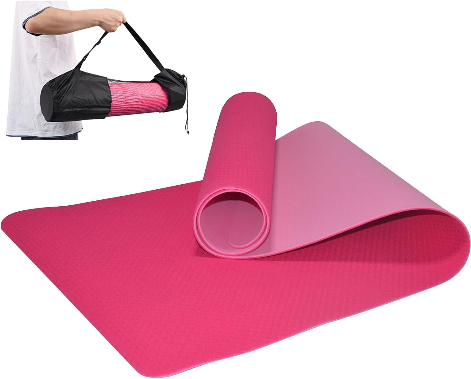Premium Non-Slip Thick Yoga Mat for Women & Kids - Soft & Durable with Carry Bag for Pilates, Body Recovery & Physical Therapy (Pink)