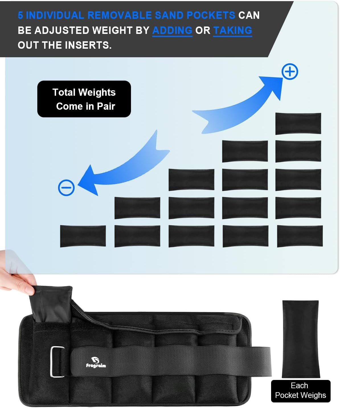 Versatile Adjustable Ankle Weights (1-20 LBS) - Perfect for Jogging, Gymnastics, Aerobics & Physical Therapy with Removable Weights