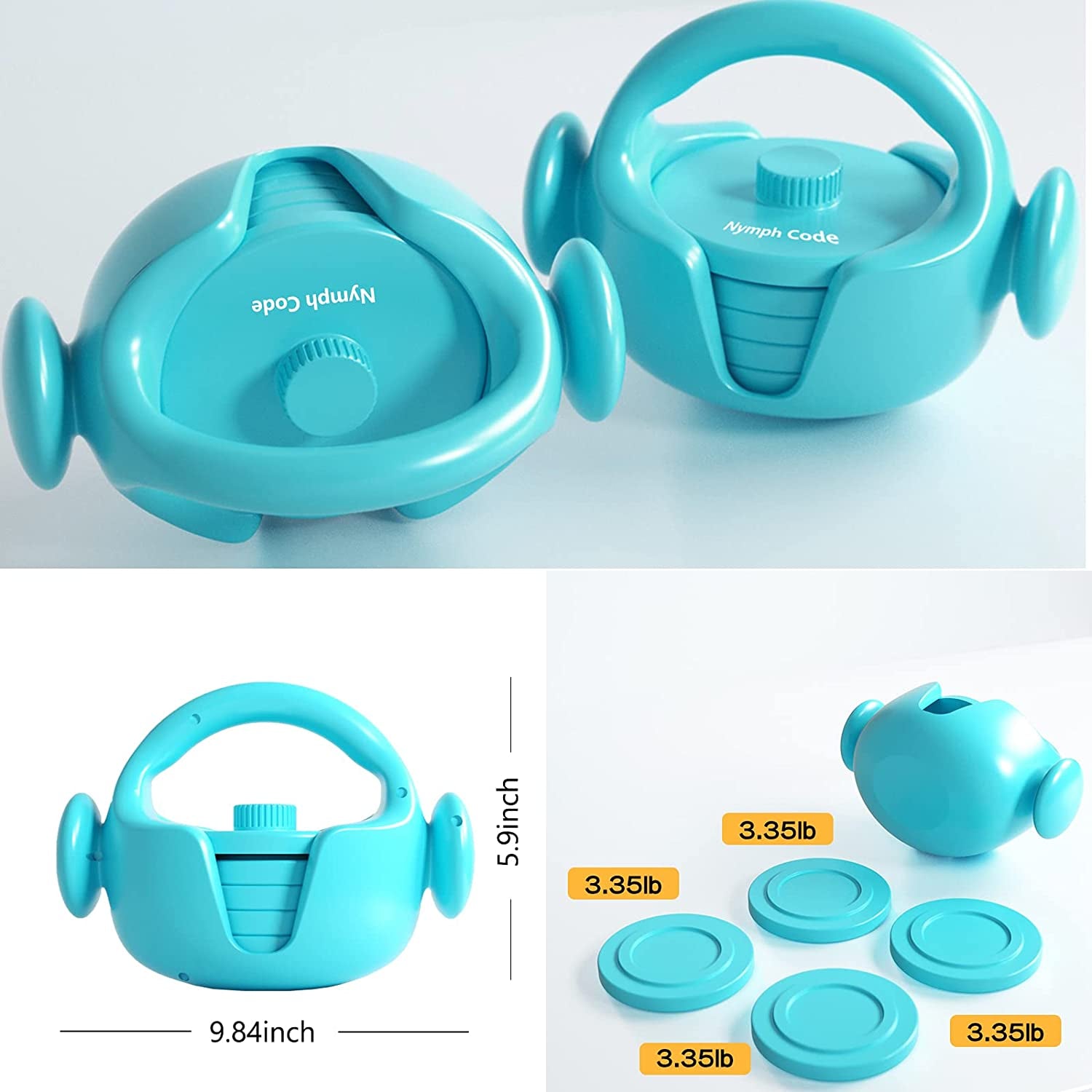 Adjustable Kettlebell Set with Three Grips - 5lbs, 8lbs, 12lbs, 15lbs for Strength Training & Full-Body Workouts - Perfect for Home or Gym - Blue