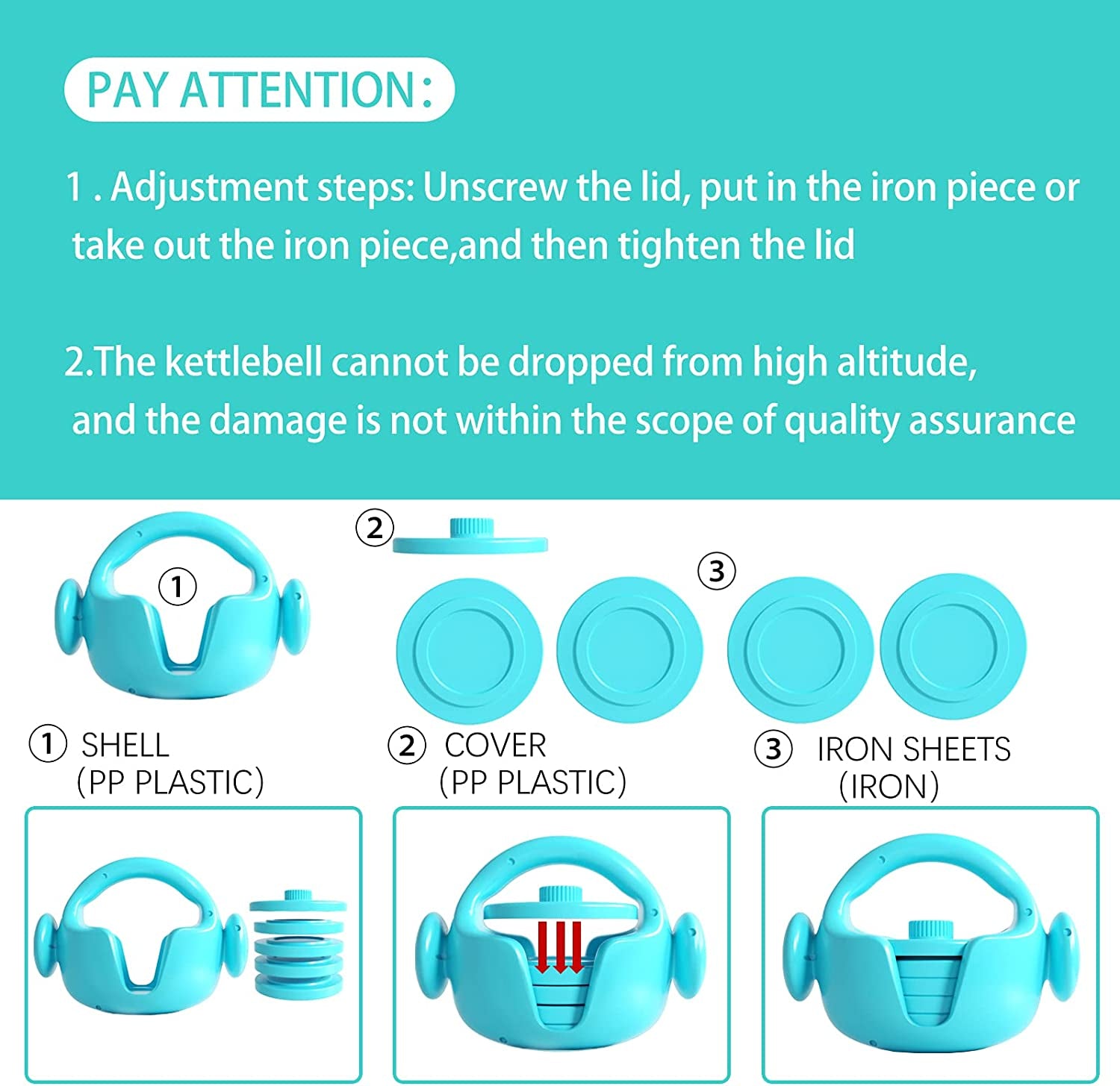 Adjustable Kettlebell Set with Three Grips - 5lbs, 8lbs, 12lbs, 15lbs for Strength Training & Full-Body Workouts - Perfect for Home or Gym - Blue